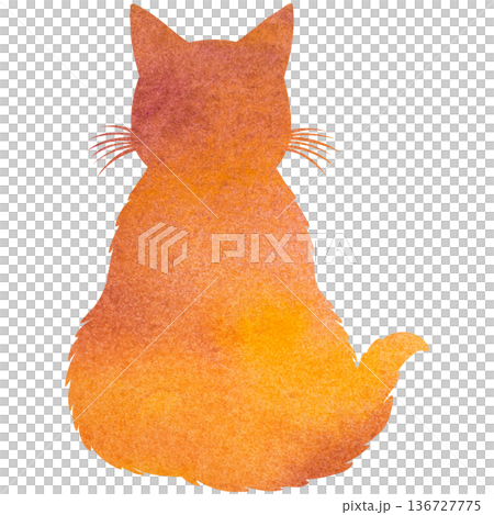 Beautiful watercolor cat silhouette icon image 136727775