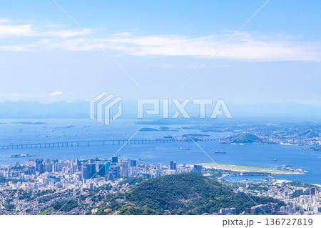 Rio de Janeiro Brazil Panorama View City Skyline Beach Mountains. Rio de Janeiro Brazil Panorama View City Skyline Beach Mountains. 136727819