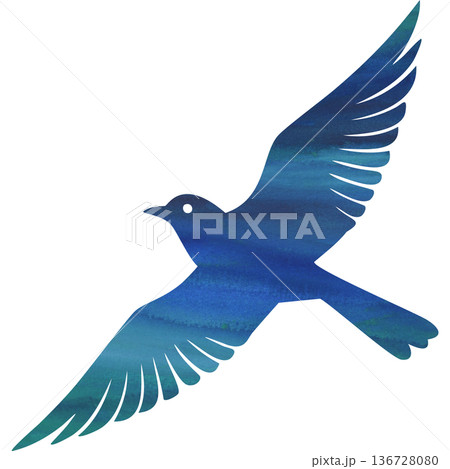 綺麗な水彩模様の鳥のアイコンのイメージのイラスト 綺麗な水彩模様の鳥のアイコンのイメージのイラスト 136728080