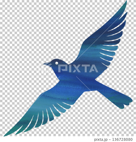 綺麗な水彩模様の鳥のアイコンのイメージのイラスト 綺麗な水彩模様の鳥のアイコンのイメージのイラスト 136728080