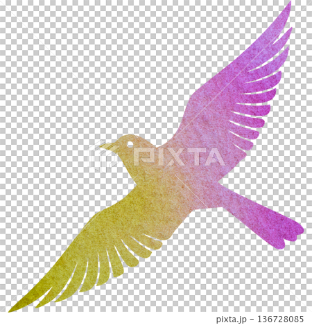 綺麗な水彩模様の鳥のアイコンのイメージのイラスト 綺麗な水彩模様の鳥のアイコンのイメージのイラスト 136728085