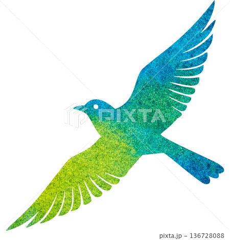 綺麗な水彩模様の鳥のアイコンのイメージのイラスト 綺麗な水彩模様の鳥のアイコンのイメージのイラスト 136728088