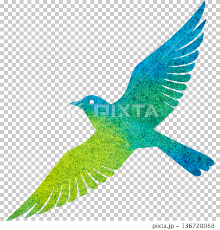 綺麗な水彩模様の鳥のアイコンのイメージのイラスト 綺麗な水彩模様の鳥のアイコンのイメージのイラスト 136728088