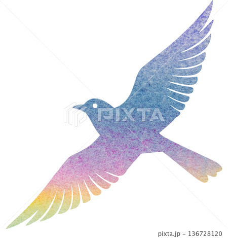 綺麗な水彩模様の鳥のアイコンのイメージのイラスト 136728120