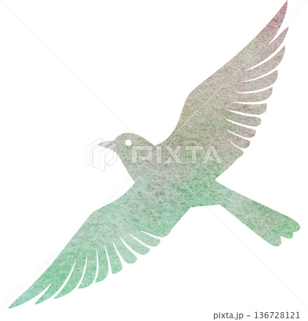 綺麗な水彩模様の鳥のアイコンのイメージのイラスト 136728121