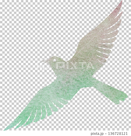 綺麗な水彩模様の鳥のアイコンのイメージのイラスト 136728121