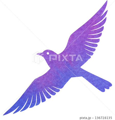綺麗な水彩模様の鳥のアイコンのイメージのイラスト 綺麗な水彩模様の鳥のアイコンのイメージのイラスト 136728135