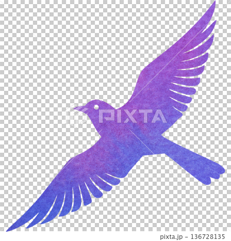 綺麗な水彩模様の鳥のアイコンのイメージのイラスト 綺麗な水彩模様の鳥のアイコンのイメージのイラスト 136728135