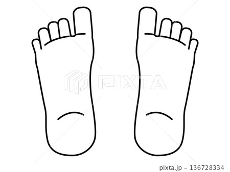 左右の足裏の線画イラスト・健康・フットケア・歩行・リフレクソロジーや土踏まずの解説用 左右の足裏の線画イラスト・健康・フットケア・歩行・リフレクソロジーや土踏まずの解説用 136728334