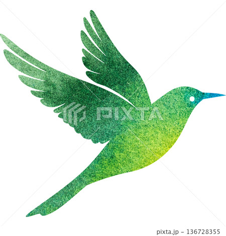 綺麗な水彩模様の鳥のアイコンのイメージのイラスト 136728355
