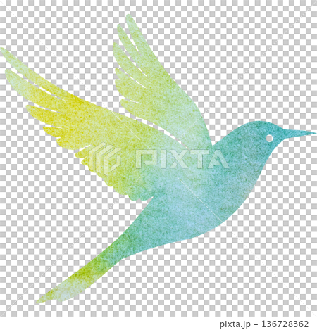 綺麗な水彩模様の鳥のアイコンのイメージのイラスト 136728362