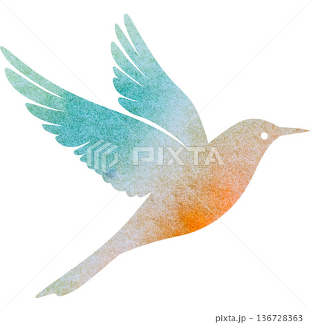 綺麗な水彩模様の鳥のアイコンのイメージのイラスト 136728363