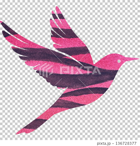 綺麗な水彩模様の鳥のアイコンのイメージのイラスト 136728377