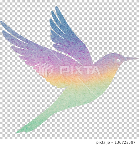 綺麗な水彩模様の鳥のアイコンのイメージのイラスト 136728387
