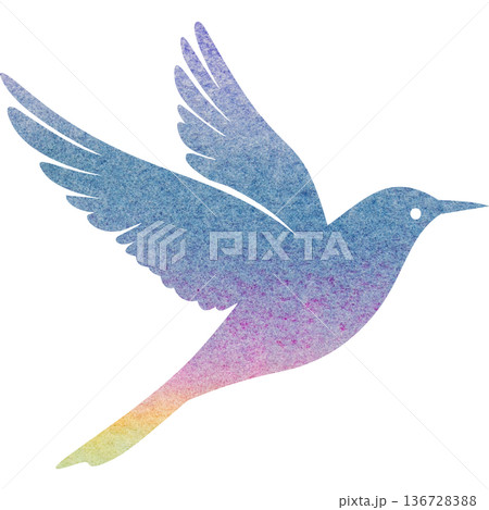 綺麗な水彩模様の鳥のアイコンのイメージのイラスト 136728388
