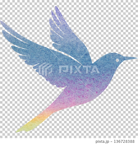 綺麗な水彩模様の鳥のアイコンのイメージのイラスト 136728388