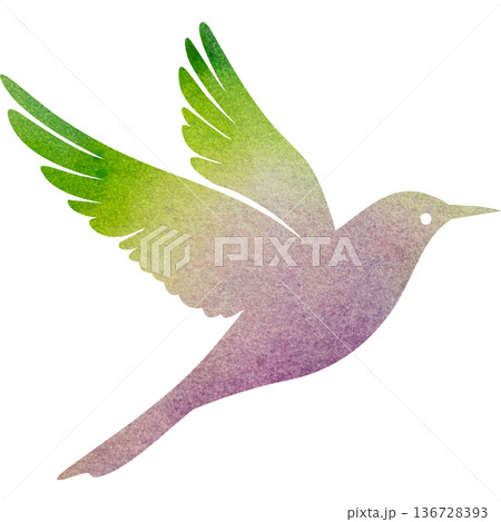 綺麗な水彩模様の鳥のアイコンのイメージのイラスト 綺麗な水彩模様の鳥のアイコンのイメージのイラスト 136728393