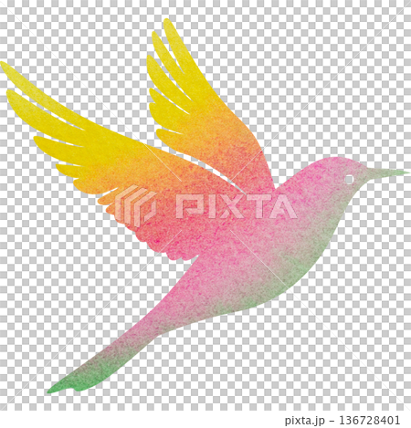綺麗な水彩模様の鳥のアイコンのイメージのイラスト 綺麗な水彩模様の鳥のアイコンのイメージのイラスト 136728401