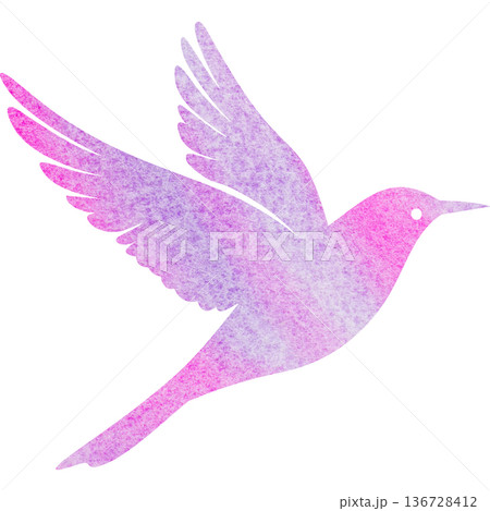 綺麗な水彩模様の鳥のアイコンのイメージのイラスト 136728412