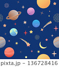 宇宙シームレスパターン - かわいい惑星とキラキラ星 136728416