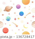 宇宙シームレスパターン - かわいい惑星とキラキラ星 136728417