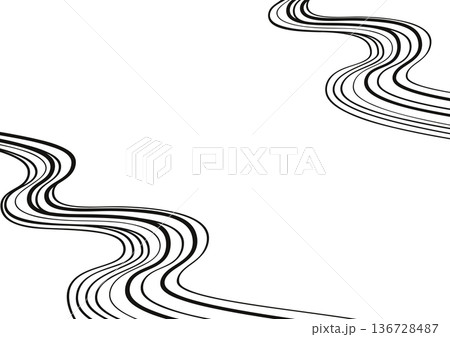 川の流れをイメージした和風抽象背景　白黒 136728487