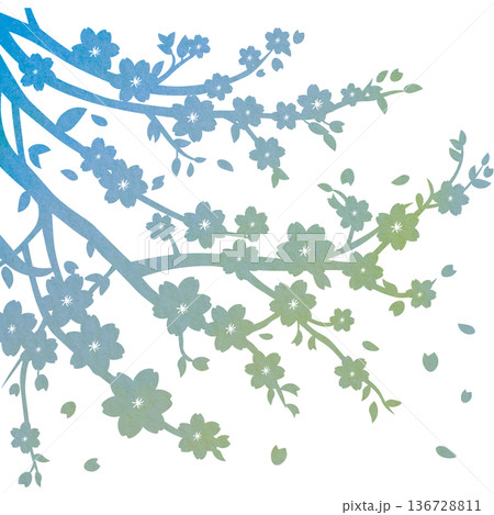 綺麗な水彩模様の桜の木のアイコンのイメージのイラスト 136728811