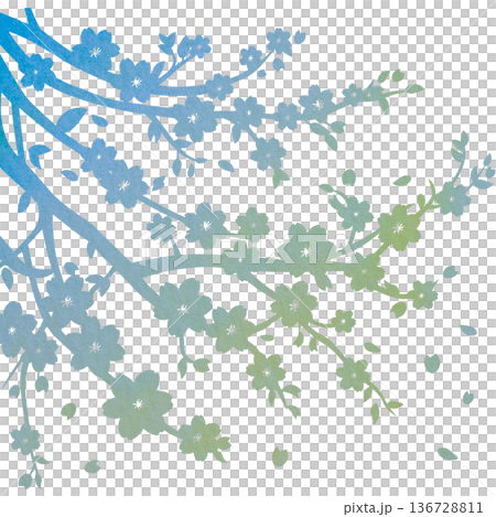 綺麗な水彩模様の桜の木のアイコンのイメージのイラスト 136728811