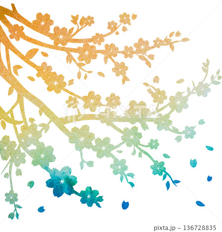 綺麗な水彩模様の桜の木のアイコンのイメージのイラスト 綺麗な水彩模様の桜の木のアイコンのイメージのイラスト 136728835