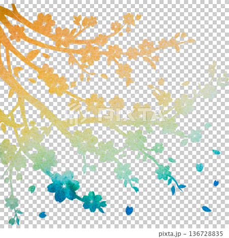 綺麗な水彩模様の桜の木のアイコンのイメージのイラスト 綺麗な水彩模様の桜の木のアイコンのイメージのイラスト 136728835