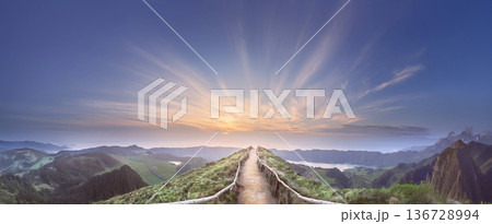 Mountain landscape Ponta Delgada island, Azores Mountain landscape Ponta Delgada island, Azores 136728994