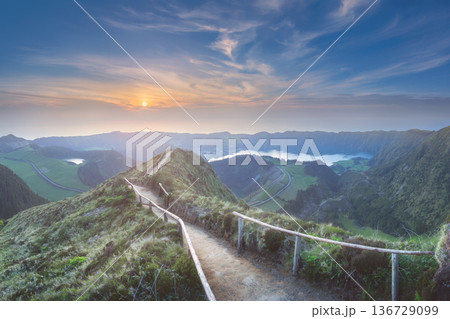 Mountain landscape Ponta Delgada island, Azores 136729099