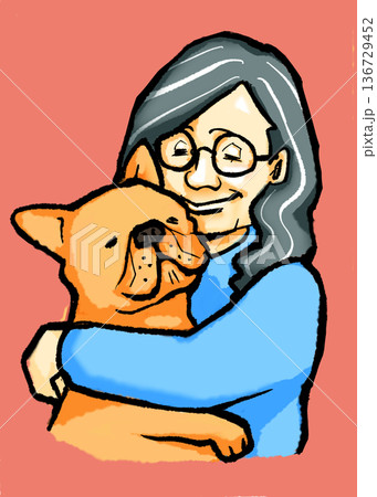 犬と女性 136729452