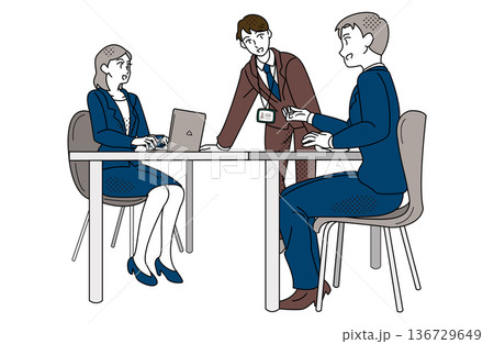 男女混合の会議イラスト 男女混合の会議イラスト 136729649