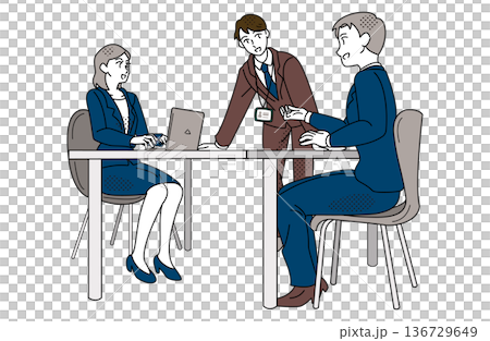 男女混合の会議イラスト 男女混合の会議イラスト 136729649