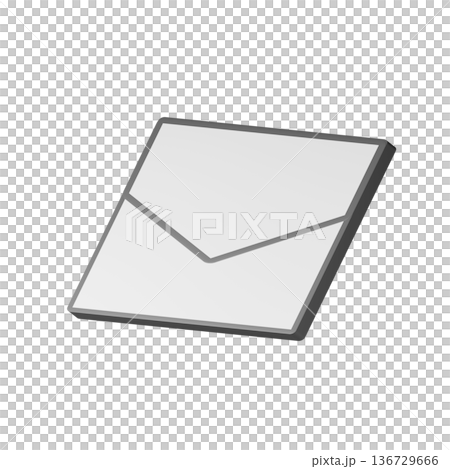 斜めから見た白いメールアイコン 136729666