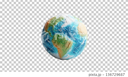 透明背景（png）に地球のイメージの3Dイラスト 136729687
