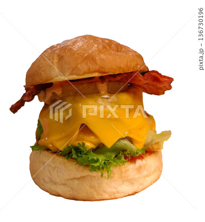 isolated burger on white background 136730196