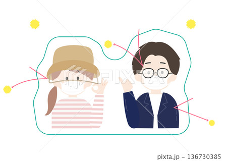 花粉から身を守る男女｜花粉ブロックのイメージ 136730385