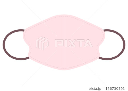ピンクと茶色のバイカラーのおしゃれで立体的なマスク 136730391