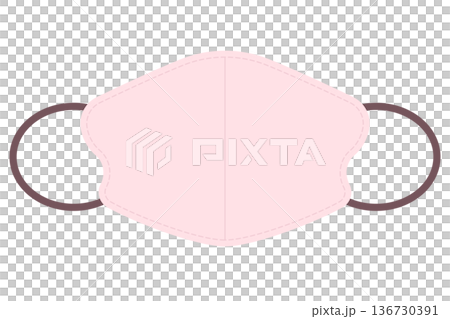 ピンクと茶色のバイカラーのおしゃれで立体的なマスク 136730391