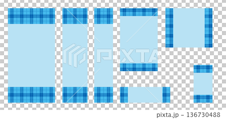 一組色彩鮮豔的藍色格子相框 136730488