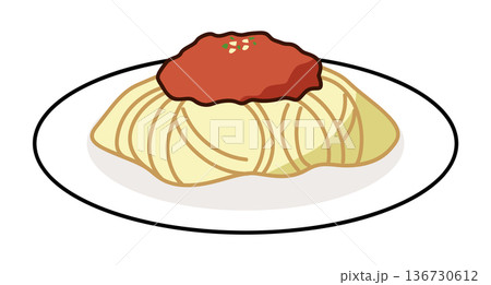 シンプルなミートスパゲッティのイラスト 136730612