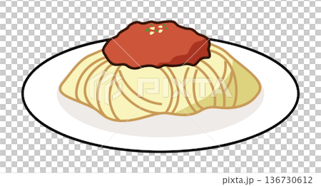 シンプルなミートスパゲッティのイラスト 136730612
