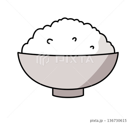 お茶碗に盛ったご飯のイラスト お茶碗に盛ったご飯のイラスト 136730615
