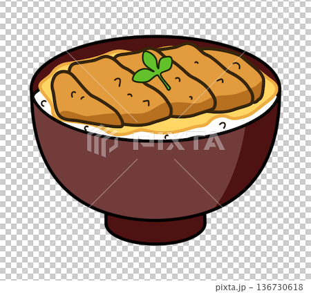 シンプルなかつ丼のイラスト 136730618