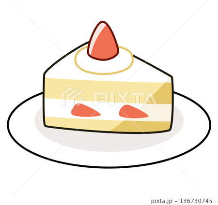 シンプルなショートケーキのイラスト シンプルなショートケーキのイラスト 136730745