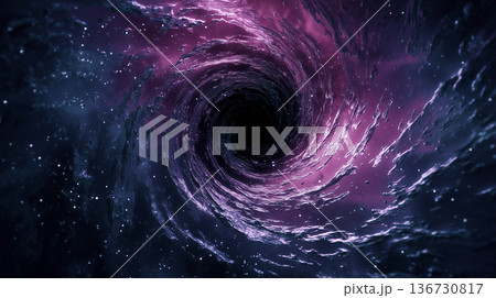 狂気に飲み込まれる暗黒スパイラルの背景素材｜崩壊イメージ 136730817
