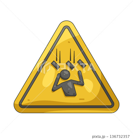Illustration of risk falling objects warning sign Illustration of risk falling objects warning sign 136732357