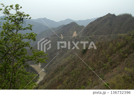 Mountains, Road, River and Landscape 136732396